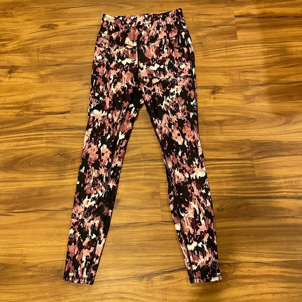 Athletic High Wasited Multicolor Print Crossover Leggings